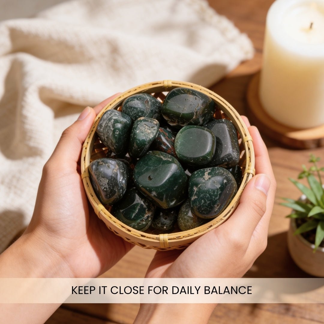 Bloodstone Tumbled Stone Pebbles - Powerful Healer - plusvalueindia