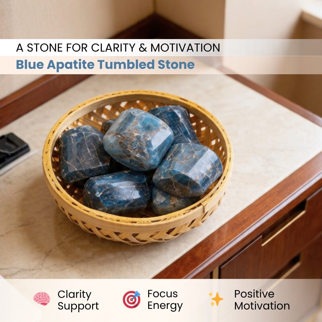 Blue Apatite Tumbled Stone Pebbles - plusvalueindia