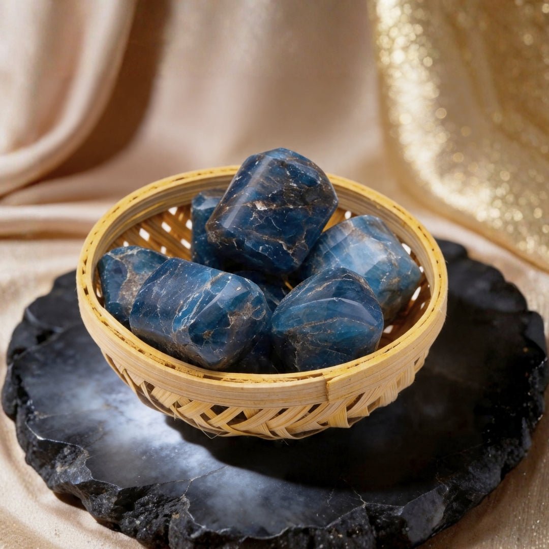 Blue Apatite Tumbled Stone Pebbles - plusvalueindia