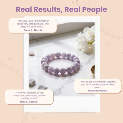 Blue Lace Agate Bracelet for Men Women Boys and Girls - plusvalueindia