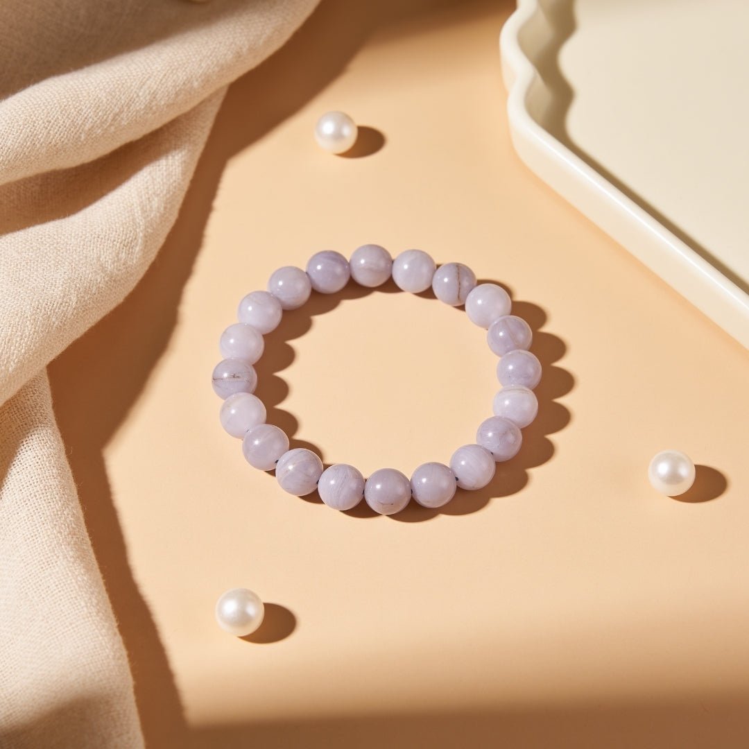 Blue Lace Agate Bracelet for Men Women Boys and Girls - plusvalueindia