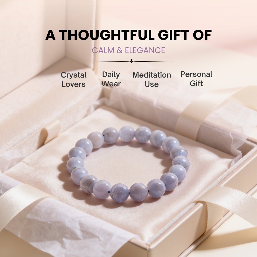 Blue Lace Agate Bracelet for Men Women Boys and Girls - plusvalueindia