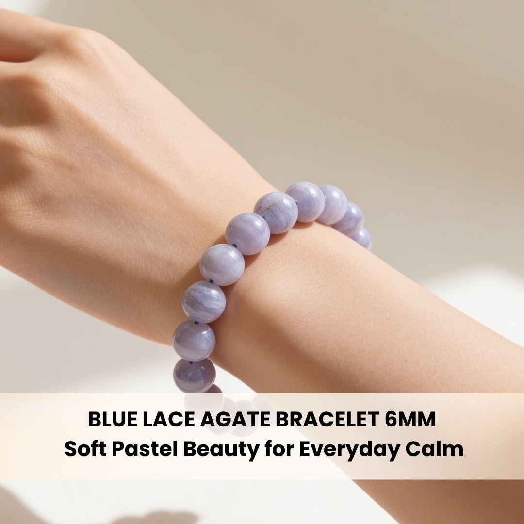 Blue Lace Agate Bracelet for Men Women Boys and Girls - plusvalueindia