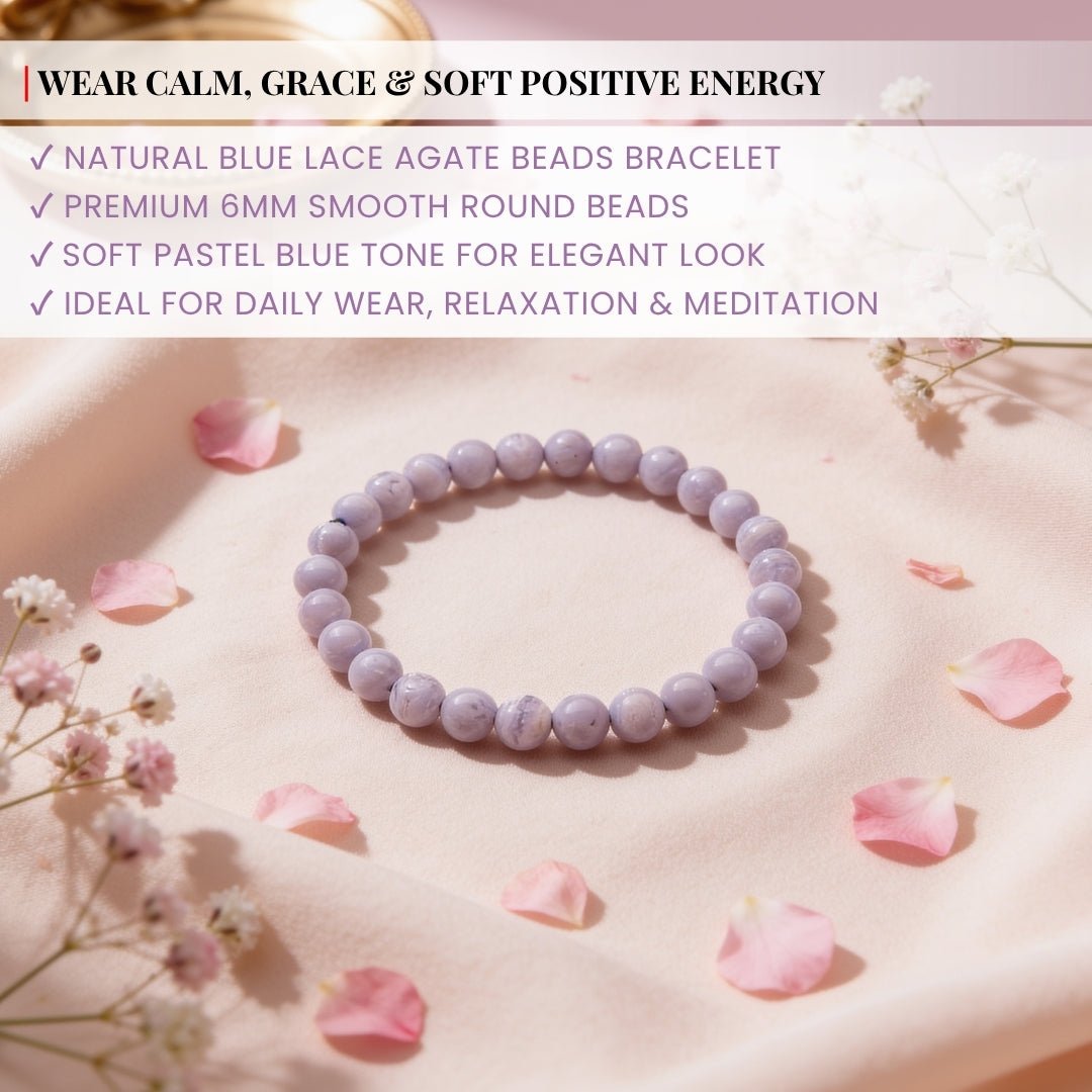 Blue Lace Agate Bracelet for Men Women Boys and Girls - plusvalueindia