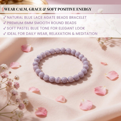 Blue Lace Agate Bracelet for Men Women Boys and Girls - plusvalueindia