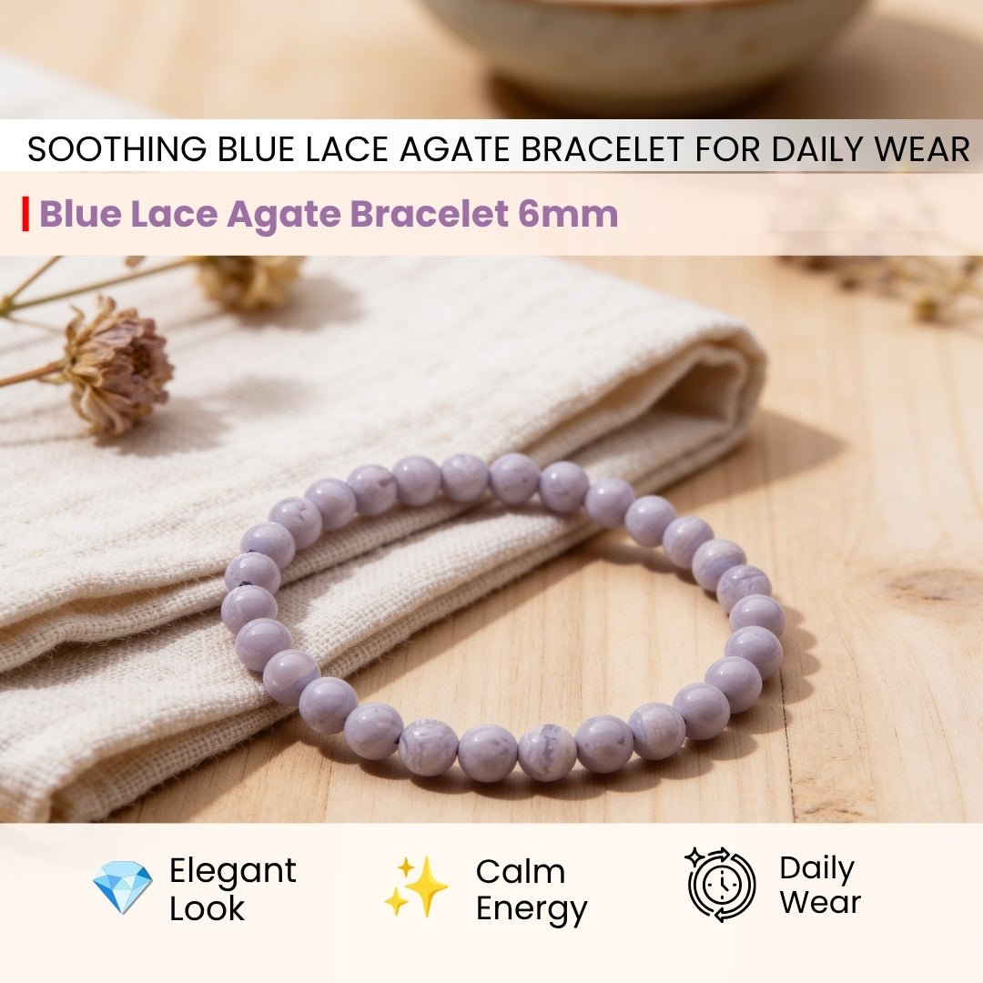 Blue Lace Agate Bracelet for Men Women Boys and Girls - plusvalueindia