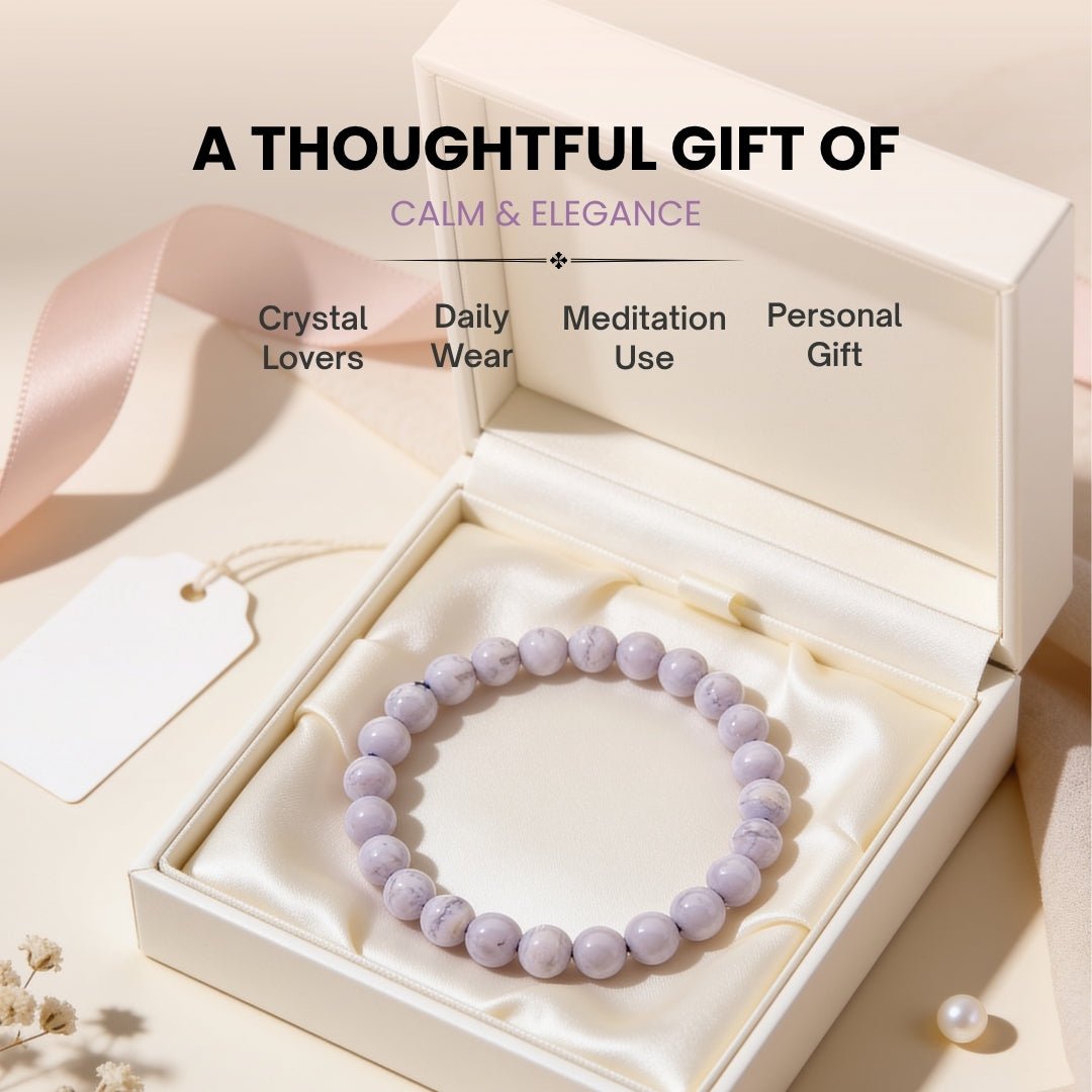 Blue Lace Agate Bracelet for Men Women Boys and Girls - plusvalueindia