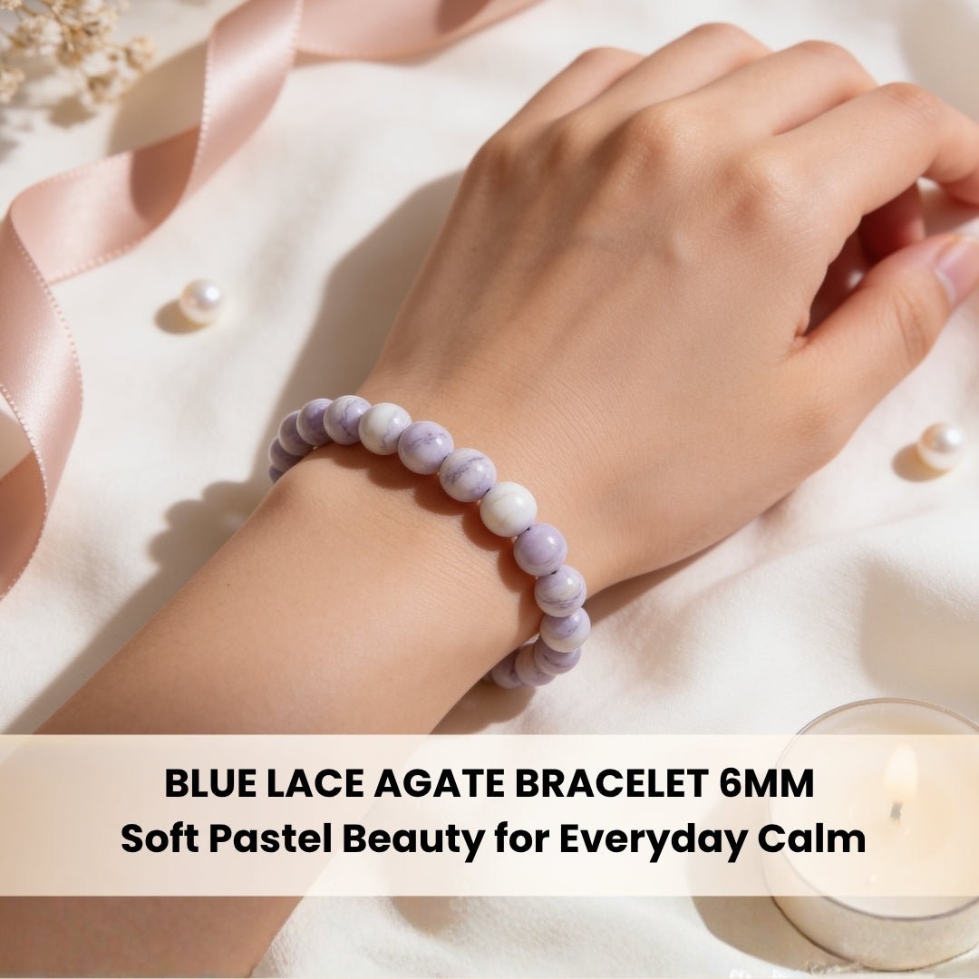 Blue Lace Agate Bracelet for Men Women Boys and Girls - plusvalueindia