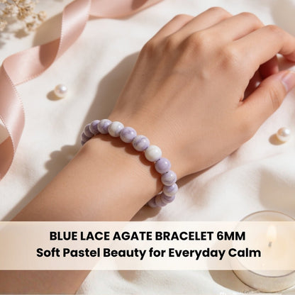 Blue Lace Agate Bracelet for Men Women Boys and Girls - plusvalueindia