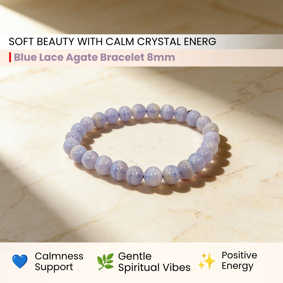 Blue Lace Agate Bracelet for Men Women Boys and Girls