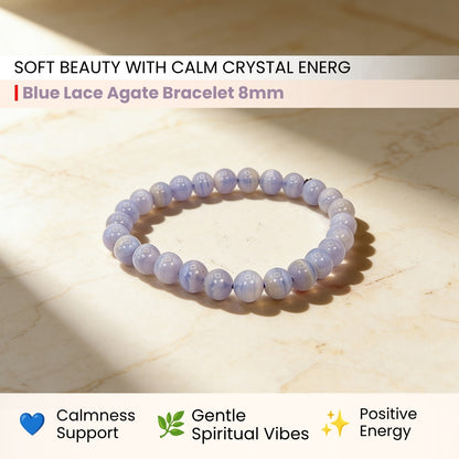 Blue Lace Agate Bracelet for Men Women Boys and Girls