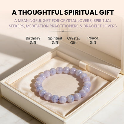 Blue Lace Agate Bracelet for Men Women Boys and Girls