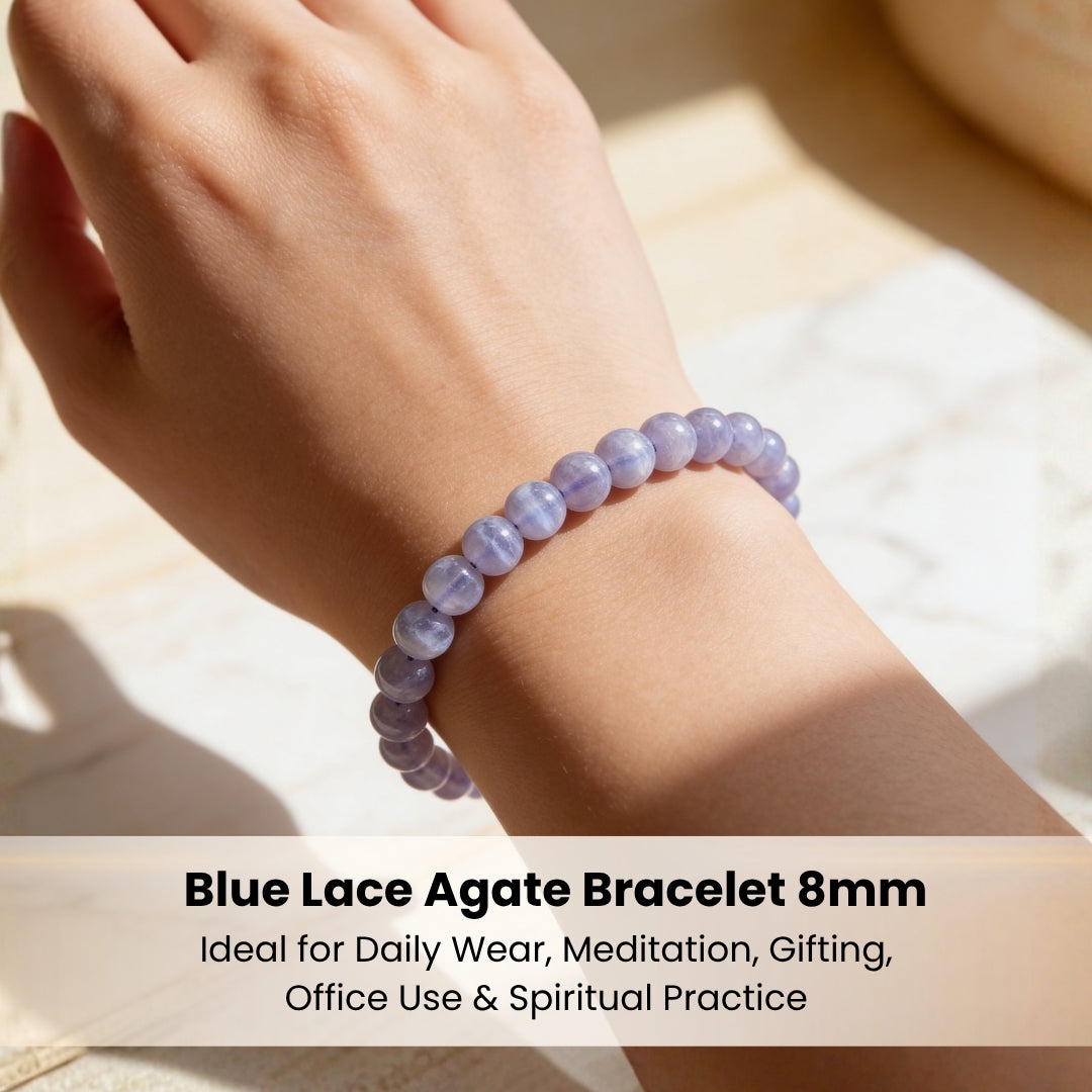 Blue Lace Agate Bracelet for Men Women Boys and Girls