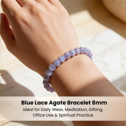 Blue Lace Agate Bracelet for Men Women Boys and Girls