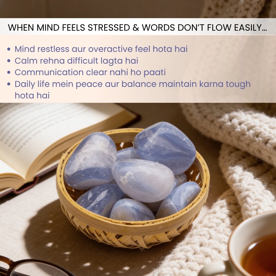Blue Lace Agate Tumbled Stone Pebbles - plusvalueindia