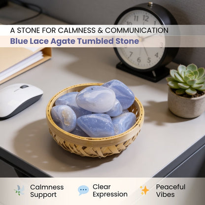 Blue Lace Agate Tumbled Stone Pebbles - plusvalueindia