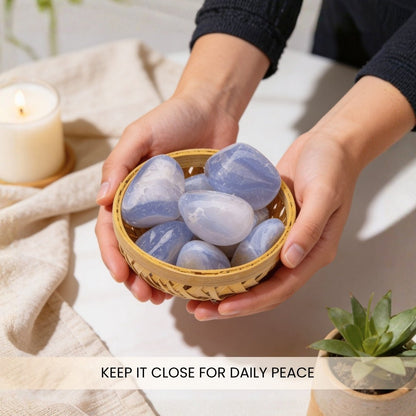Blue Lace Agate Tumbled Stone Pebbles - plusvalueindia