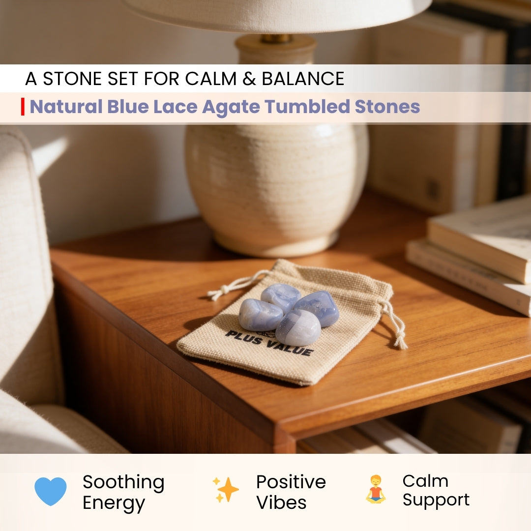 Blue Lace Agate Tumbled Stone Pebbles
