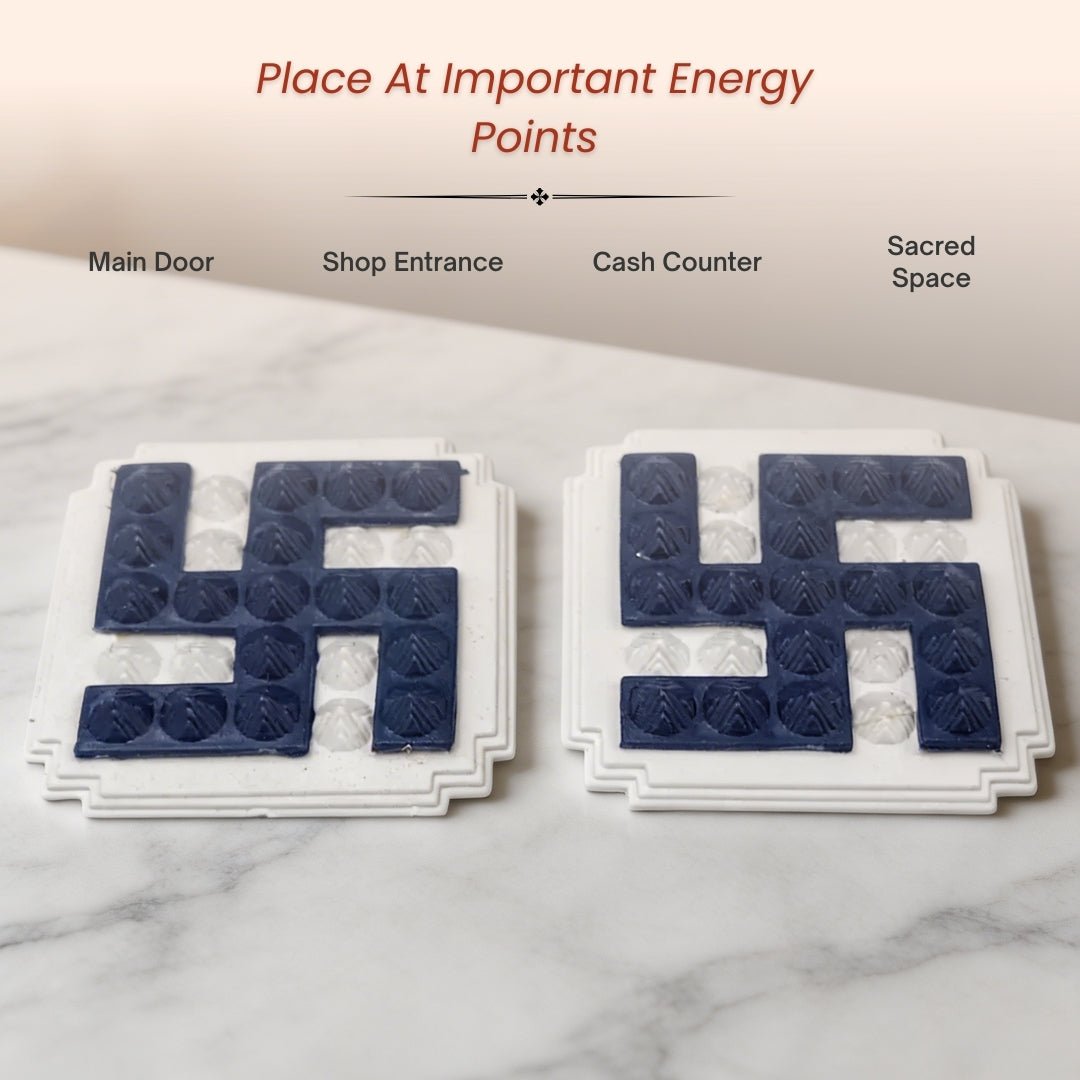 Blue Swastik Pyramid 2.5inch Pair for Vastu Remedies - plusvalueindia