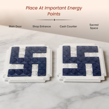 Blue Swastik Pyramid 2.5inch Pair for Vastu Remedies - plusvalueindia