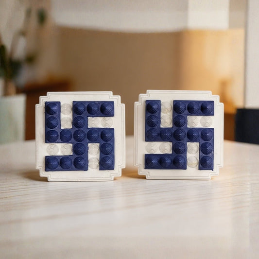 Blue Swastik Pyramid 2.5inch Pair for Vastu Remedies - plusvalueindia