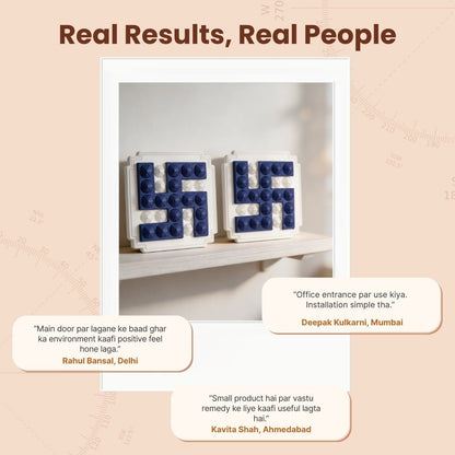 Blue Swastik Pyramid 2.5inch Pair for Vastu Remedies - plusvalueindia
