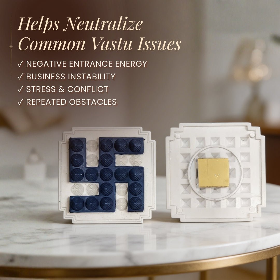 Blue Swastik Pyramid 2.5inch Pair for Vastu Remedies - plusvalueindia