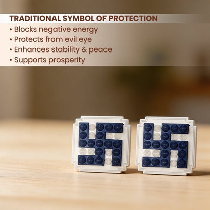Blue Swastik Pyramid 2.5inch Pair for Vastu Remedies - plusvalueindia