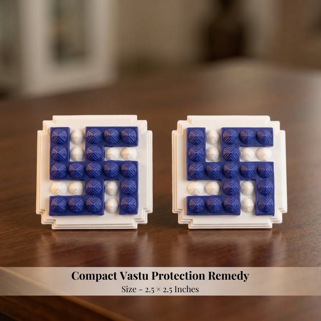 Blue Swastik Pyramid 2.5inch Pair for Vastu Remedies - plusvalueindia