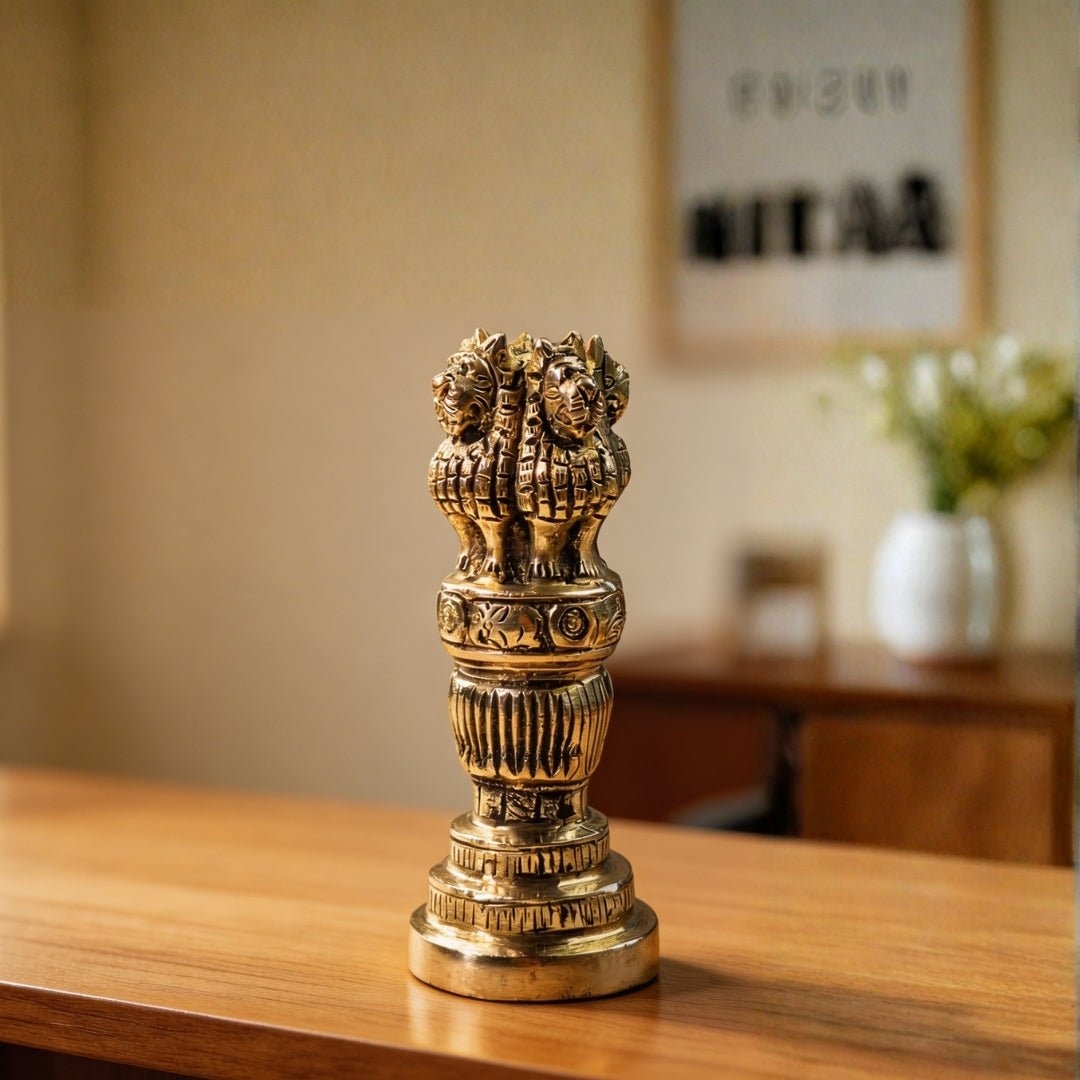 Brass Ashoka Pillar Stambha 6" Success in Politics & Political Career & For Getting Political Projects - plusvalueindia