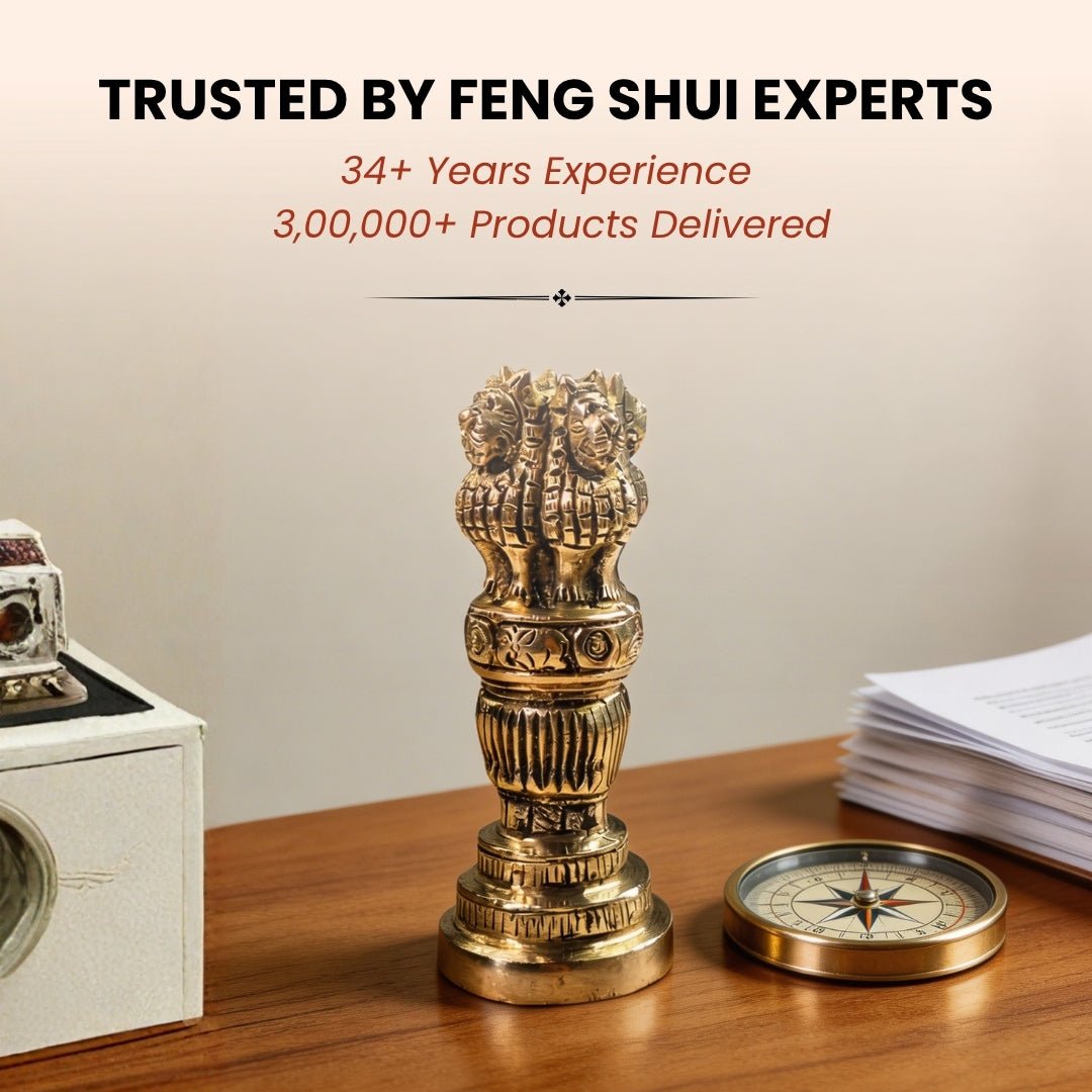 Brass Ashoka Pillar Stambha 6" Success in Politics & Political Career & For Getting Political Projects - plusvalueindia
