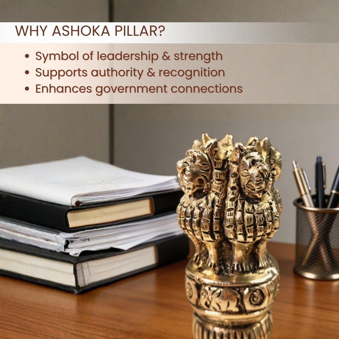 Brass Ashoka Pillar Stambha 6" Success in Politics & Political Career & For Getting Political Projects - plusvalueindia
