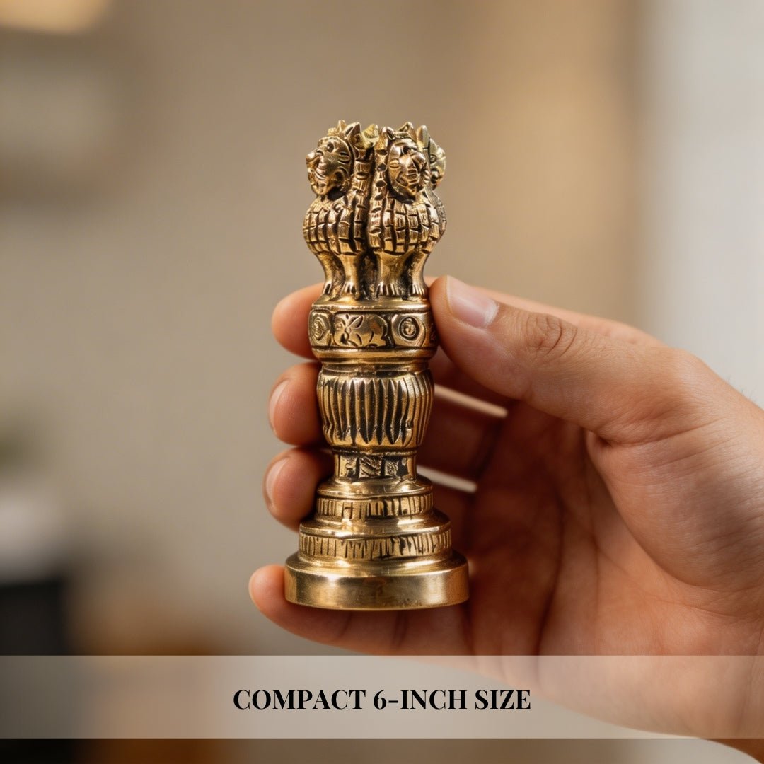Brass Ashoka Pillar Stambha 6" Success in Politics & Political Career & For Getting Political Projects - plusvalueindia