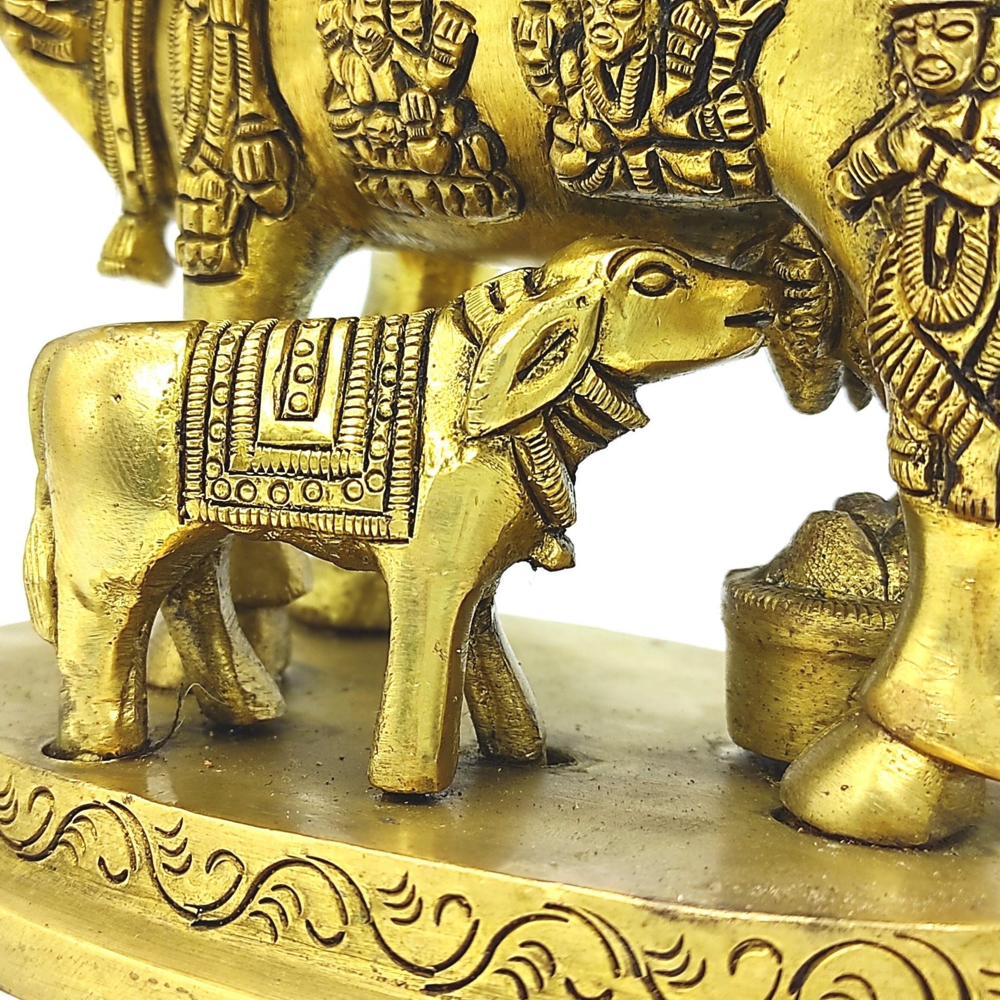 brass metal brahmand kamdhenu cow