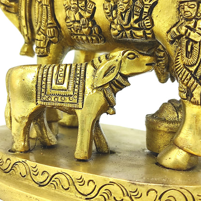 brass metal brahmand kamdhenu cow