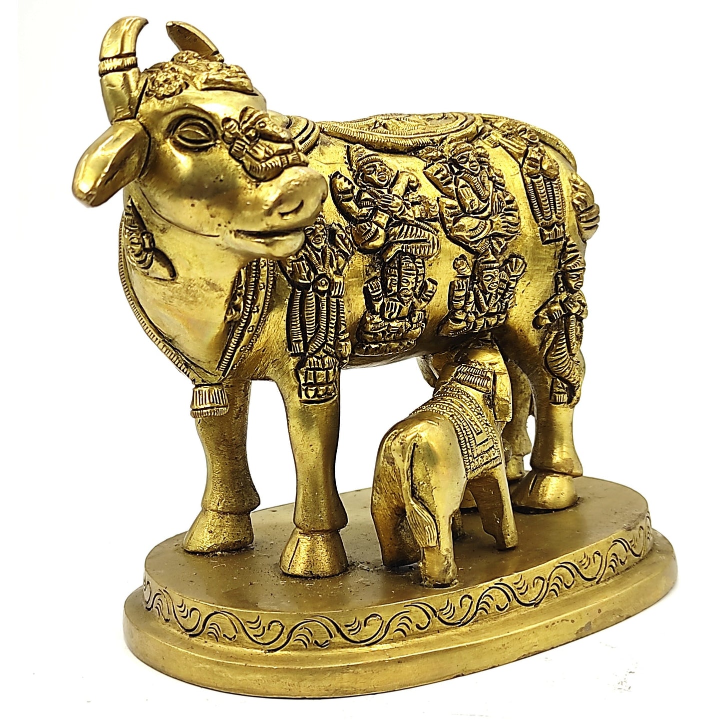 brass metal kamdhenu cow brahmand vastu