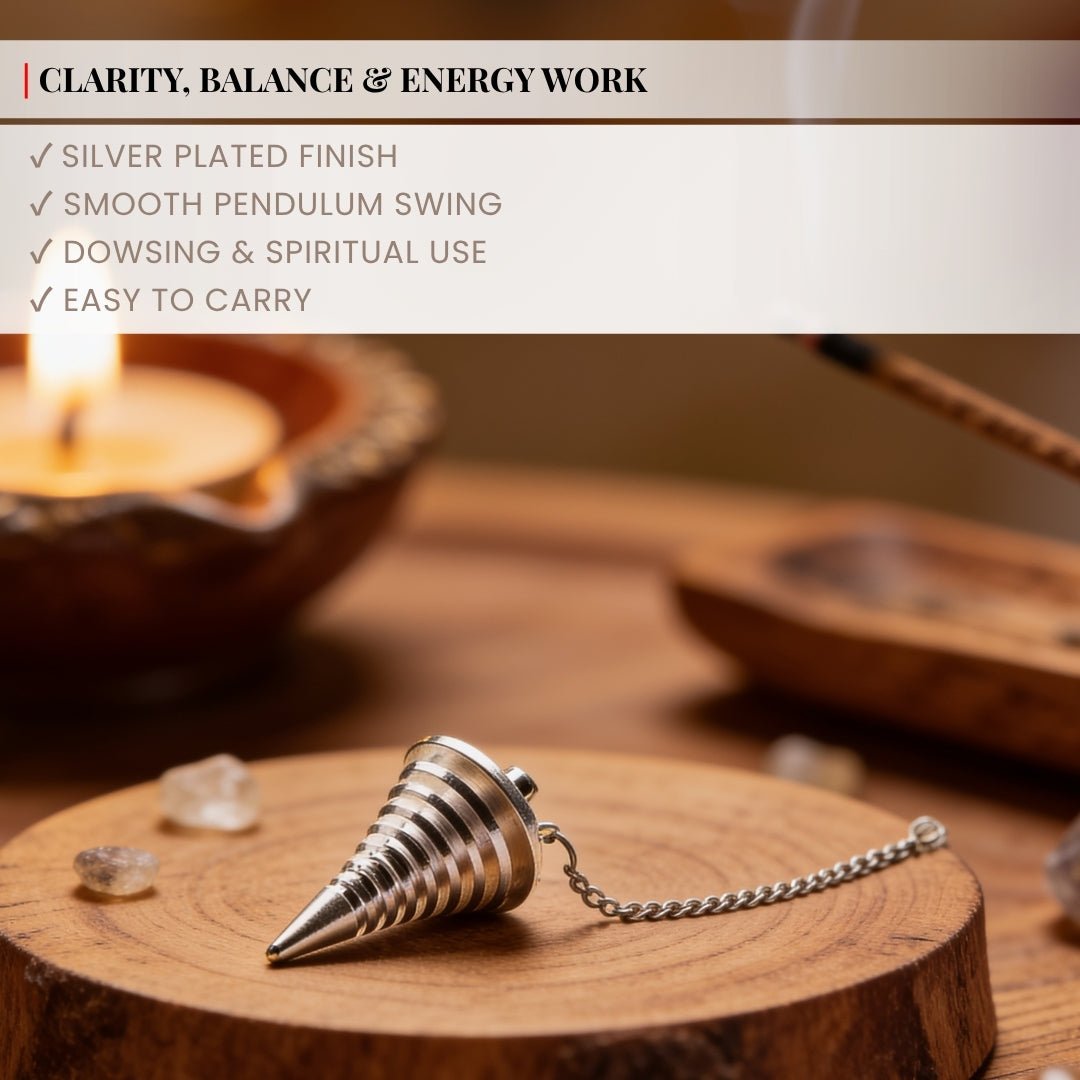 New Brass Dowsing Pendulum Silver Plated - Model - Aura for Dowser, Reiki, Aura - plusvalueindia