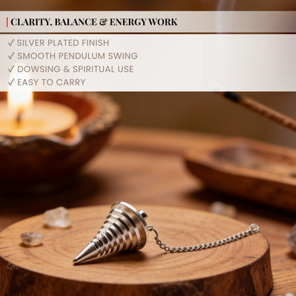 New Brass Dowsing Pendulum Silver Plated - Model - Aura for Dowser, Reiki, Aura - plusvalueindia