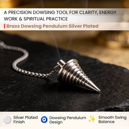 New Brass Dowsing Pendulum Silver Plated - Model - Aura for Dowser, Reiki, Aura - plusvalueindia