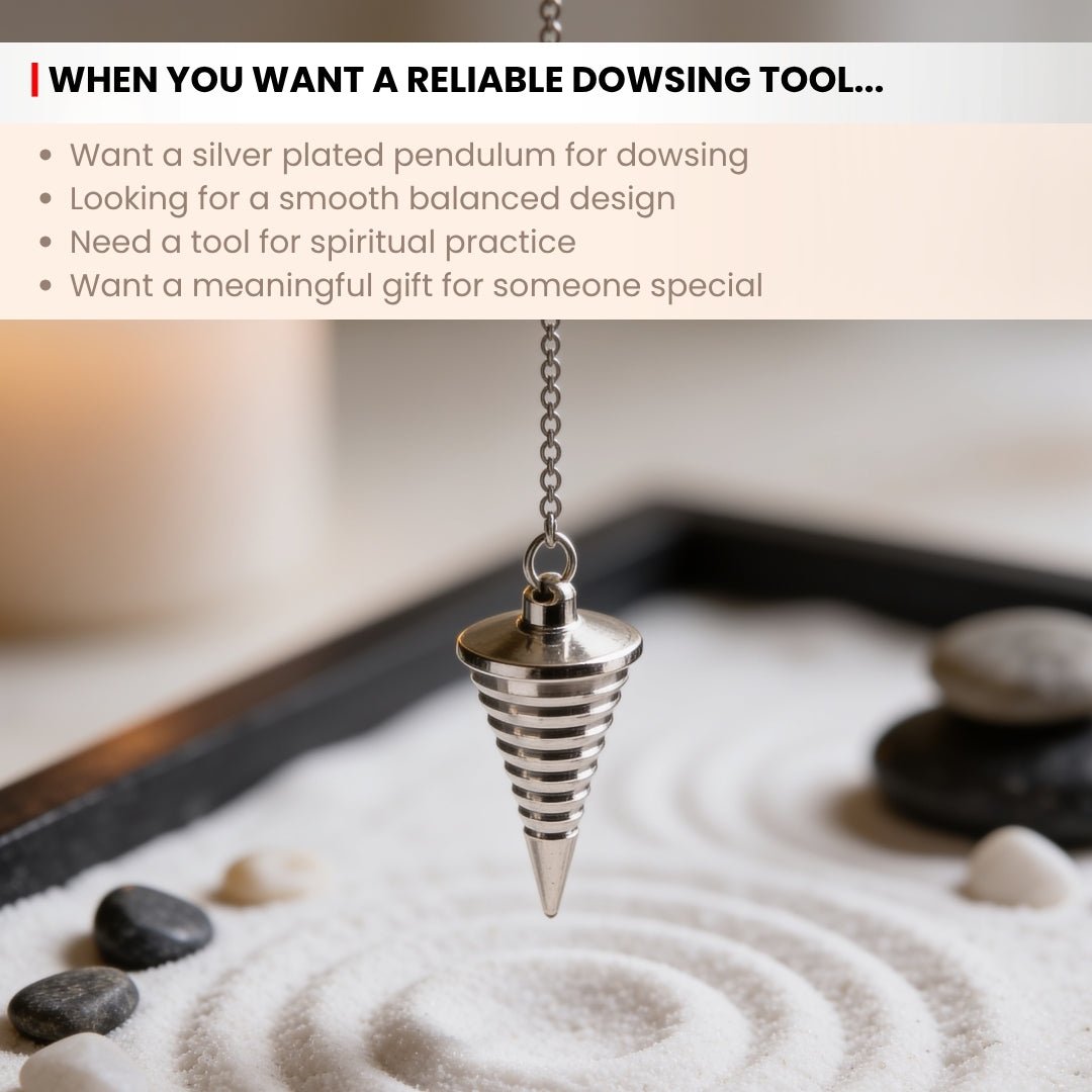 New Brass Dowsing Pendulum Silver Plated - Model - Aura for Dowser, Reiki, Aura - plusvalueindia