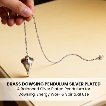New Brass Dowsing Pendulum Silver Plated - Model - Aura for Dowser, Reiki, Aura - plusvalueindia