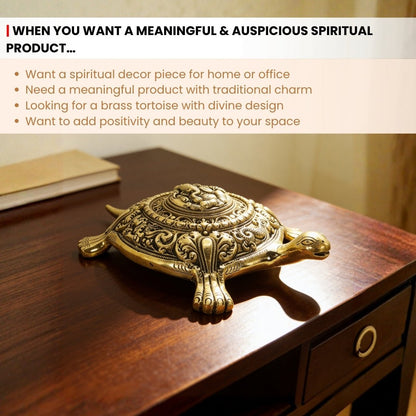 Premium Brass Ganesha Tortoise Home & Office Vastu Decor - 1.420 Kg - plusvalueindia