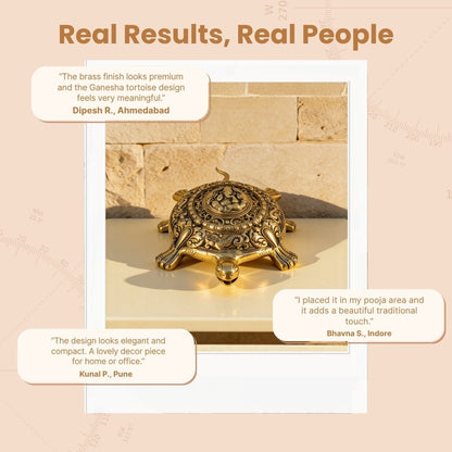 Premium Brass Ganesha Tortoise Home & Office Vastu Decor - 1.420 Kg - plusvalueindia