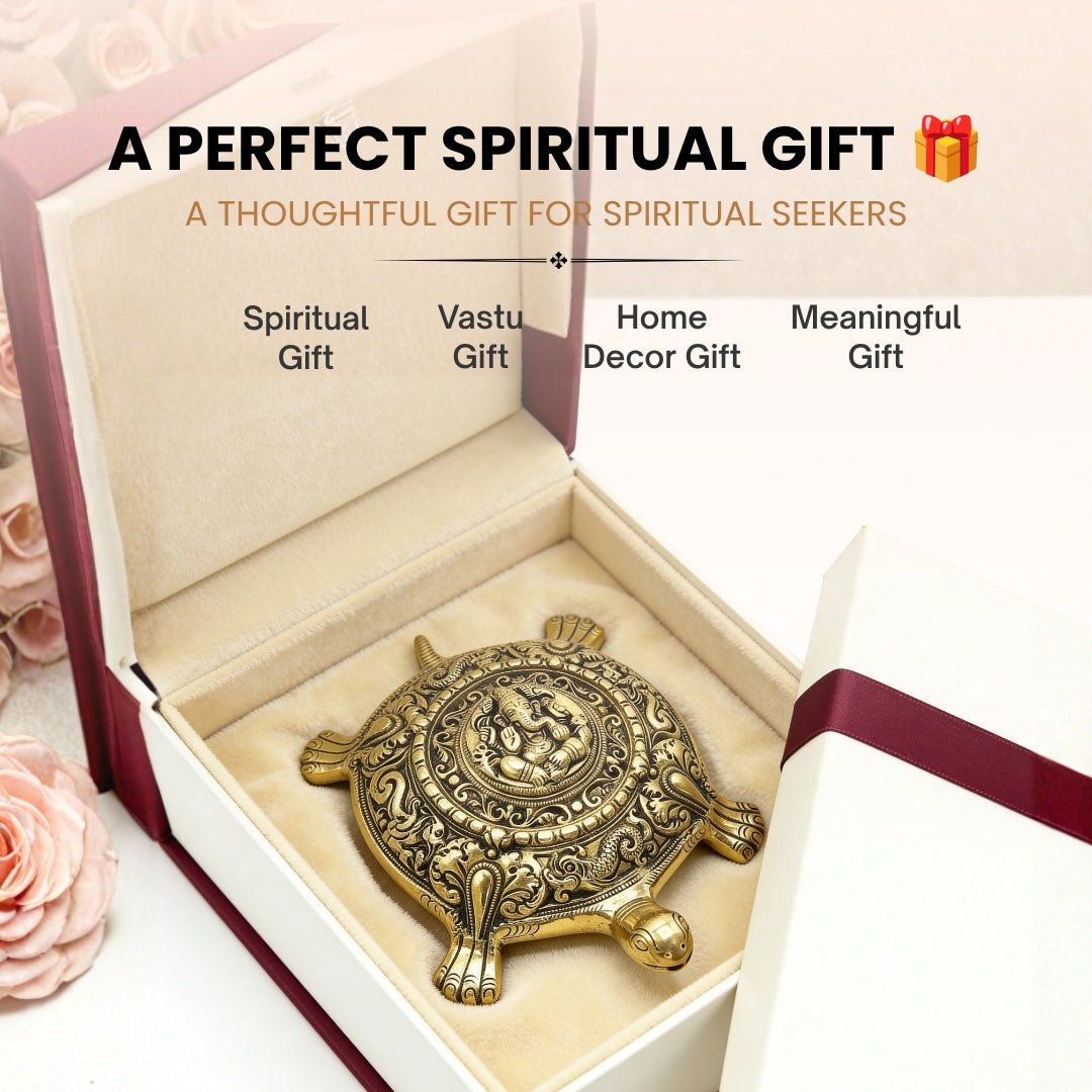 Premium Brass Ganesha Tortoise Home & Office Vastu Decor - 1.420 Kg - plusvalueindia