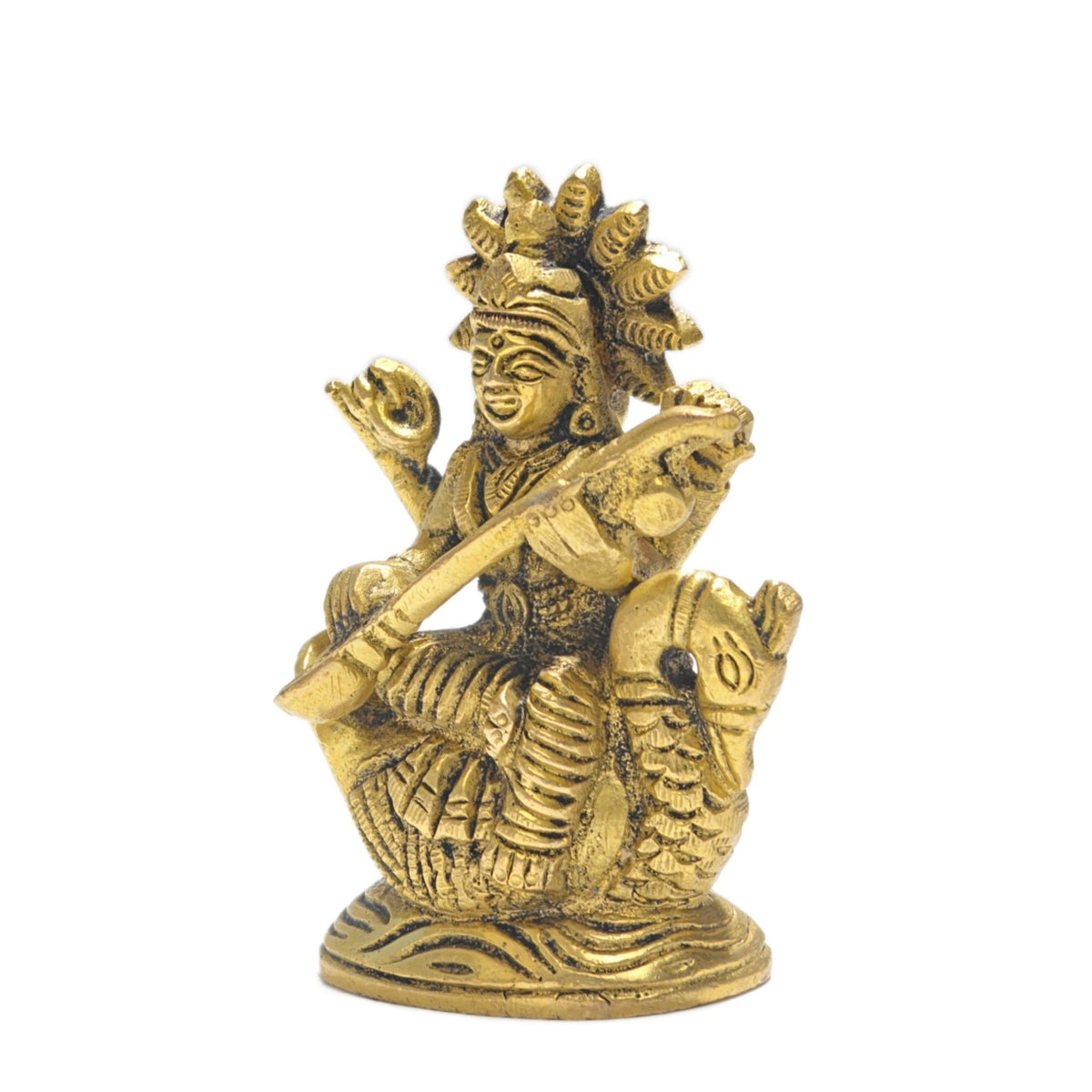 Solid weighted brass lotus base with antiqued golden polish providing stable balance on home altars and study tables