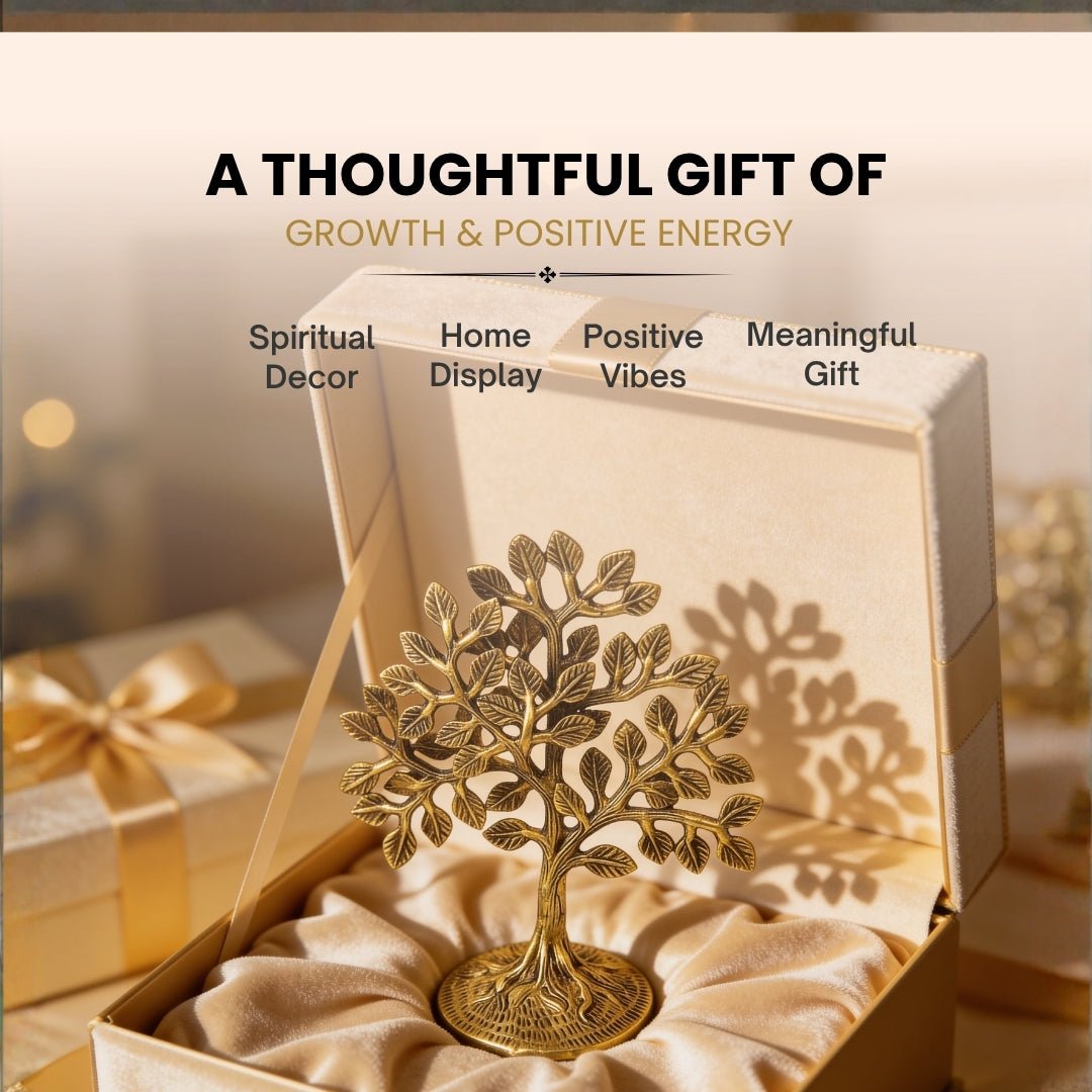 Brass Kalpavriksha Tree of Life for Vastu - Good Luck and Prosperity Decor for Home and Office - plusvalueindia