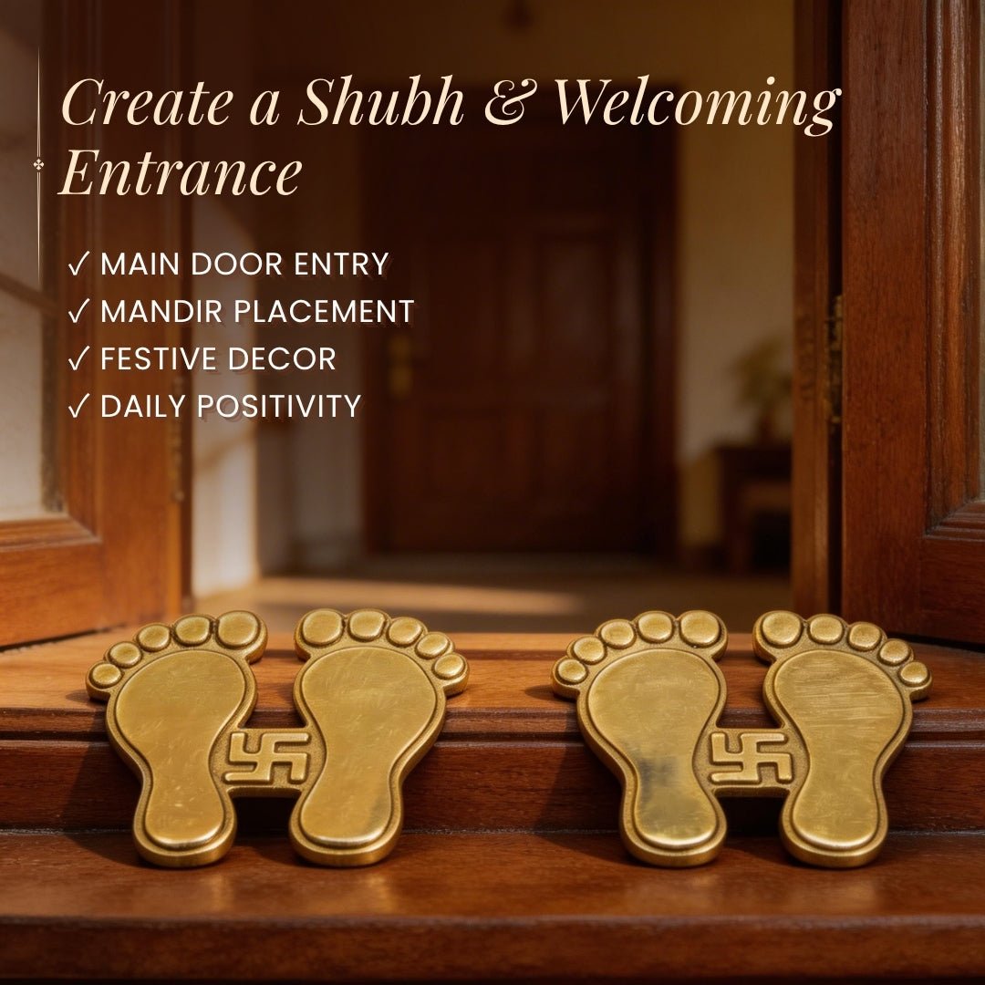 Brass Lakshmi Charan Paduka (Pair 3 Inch Each) - plusvalueindia