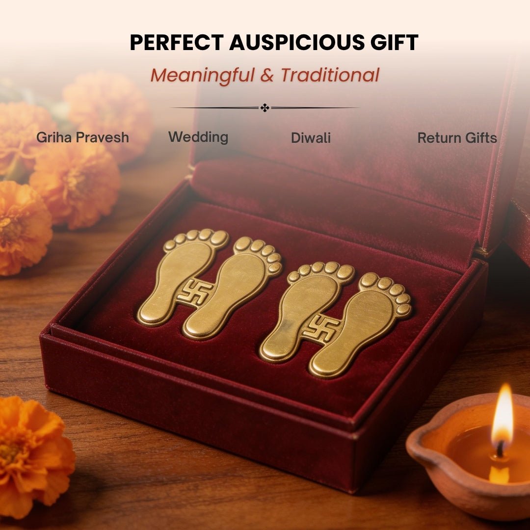 Brass Lakshmi Charan Paduka (Pair 3 Inch Each) - plusvalueindia