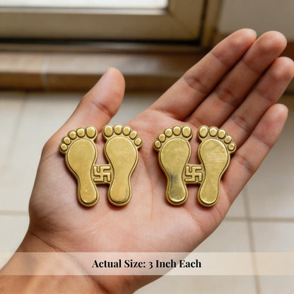 Brass Lakshmi Charan Paduka (Pair 3 Inch Each) - plusvalueindia