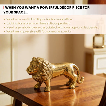 Brass Lion Statue Feng Shui Vastu Shastra Indian Decor Handicraft and Home Decor Product - plusvalueindia